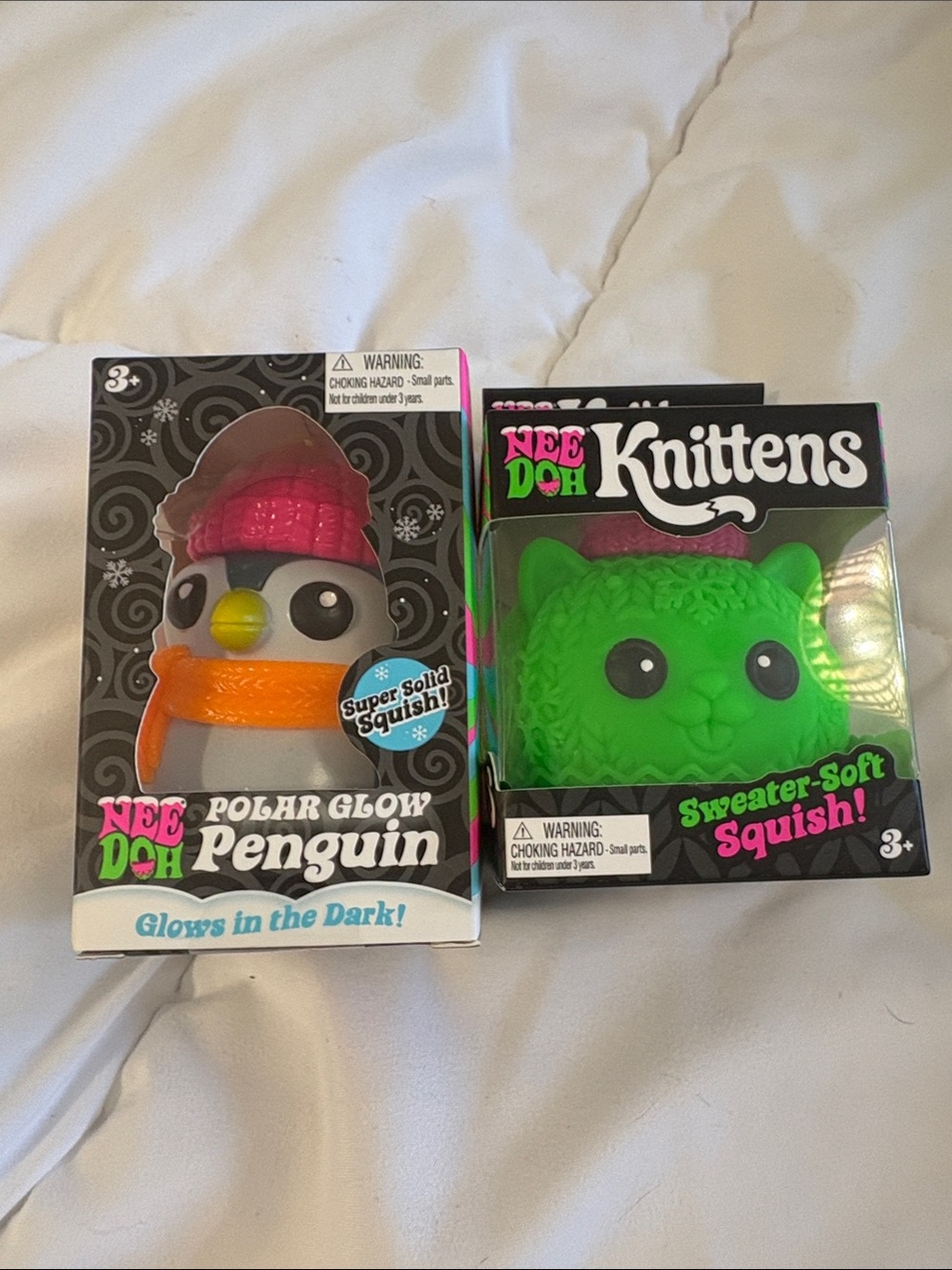 NeeDoh Knittens & Polar Glow Penguin Squish. Perfect gift! - sealed. Ships fast.
